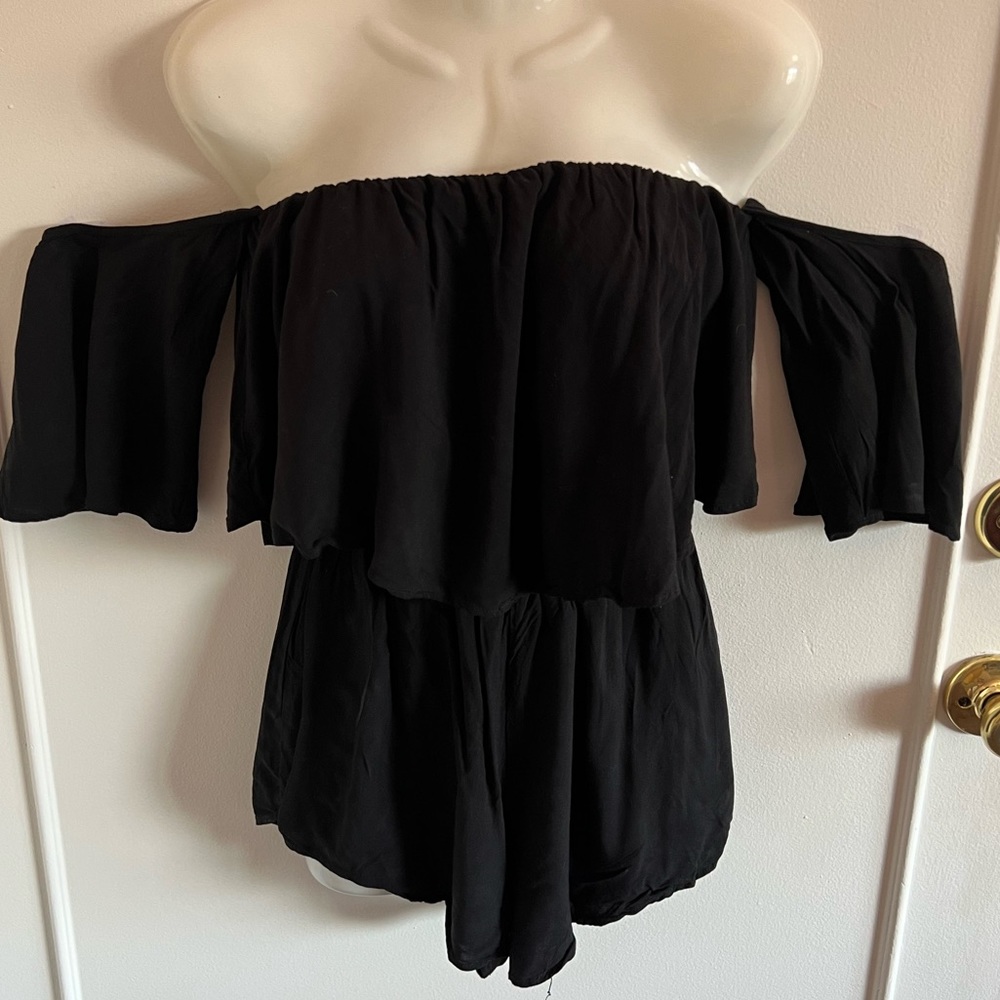 Off the shoulder black romper